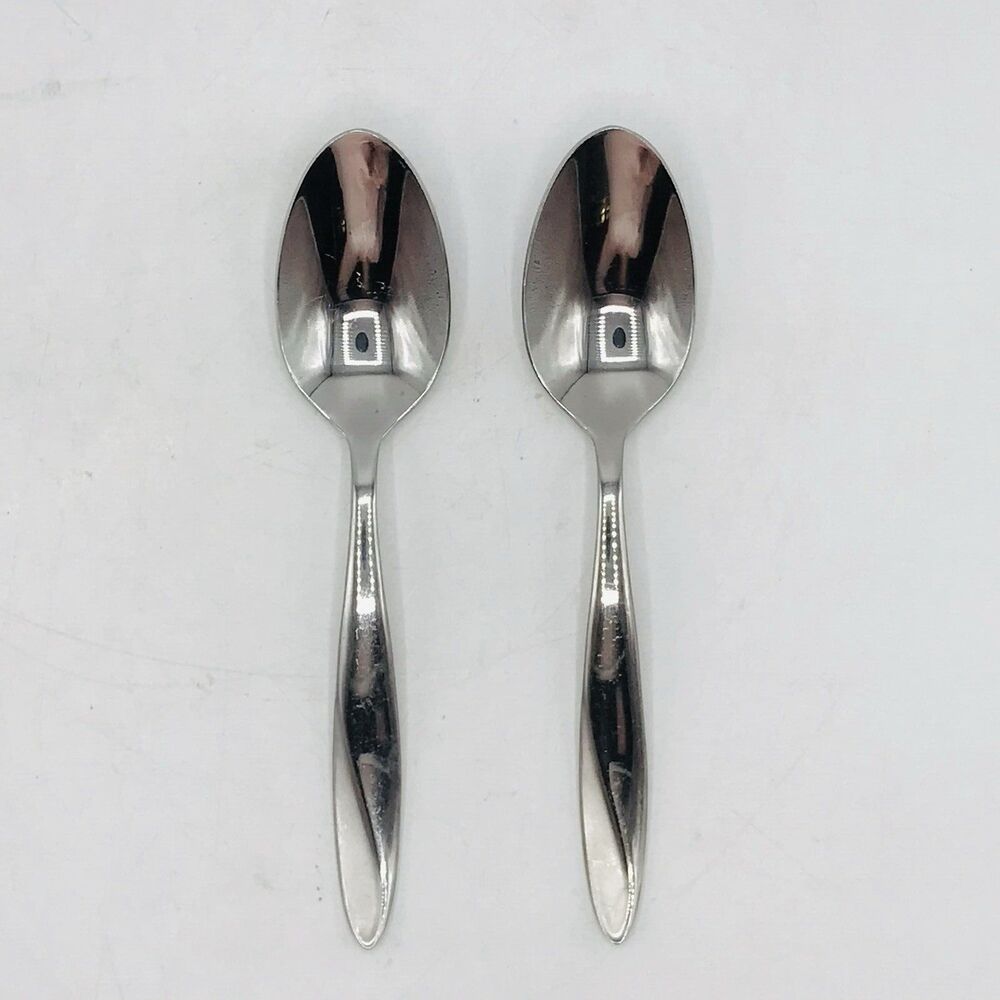 Oneida Lunette 2 Piece Stainless Steel Flatware Small Serving Spoons 18/10